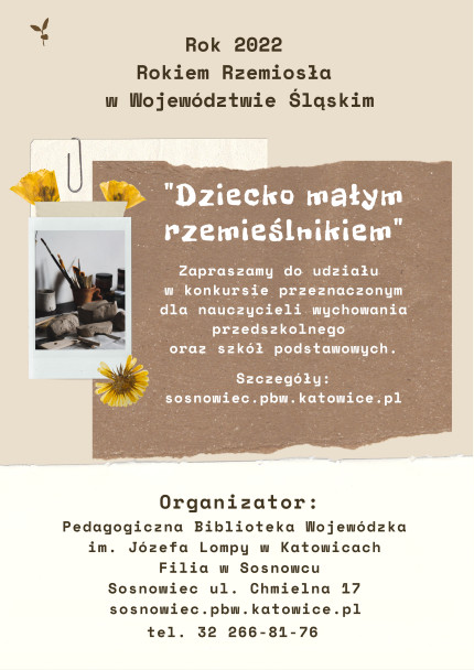 Plakat konkursu Dziecko małym rzemieślnikiem